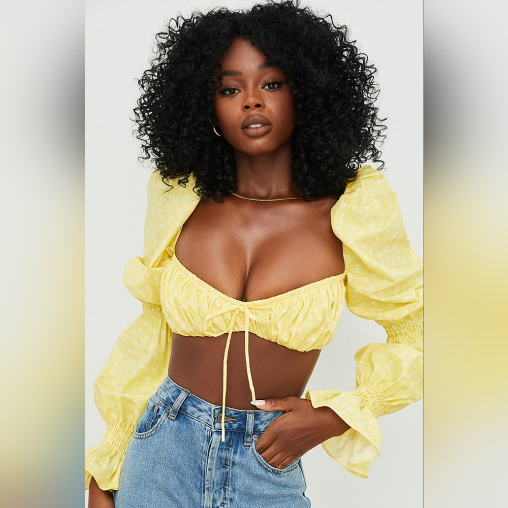 House Of CB Yellow Women Crop Top XL